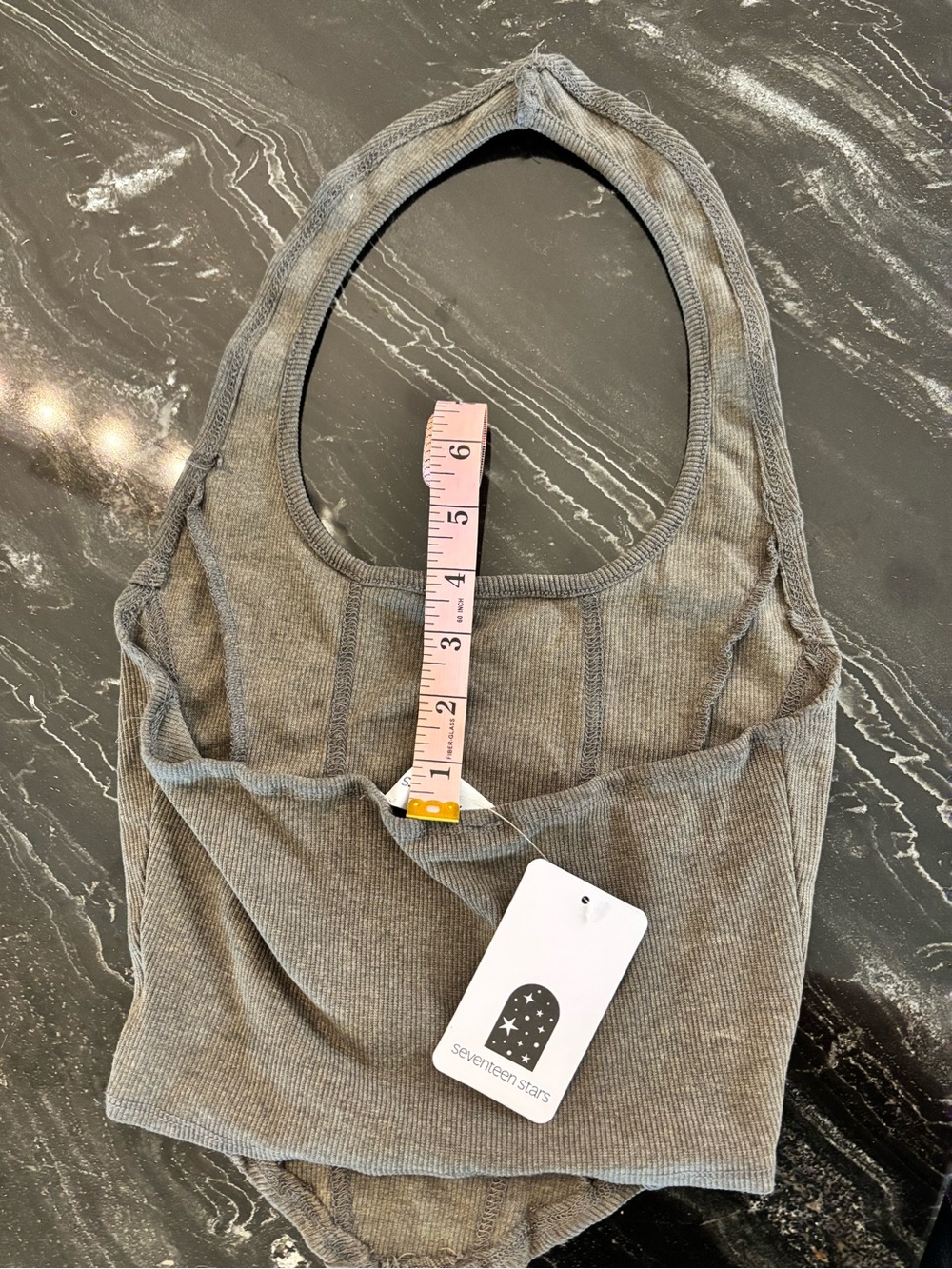 Womens Gray Rib Knit Shoulder Bag
